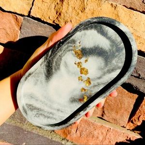 Marble Concrete tray with Gold Leaf Jewelry Tray Vanity Tray Bathroom…